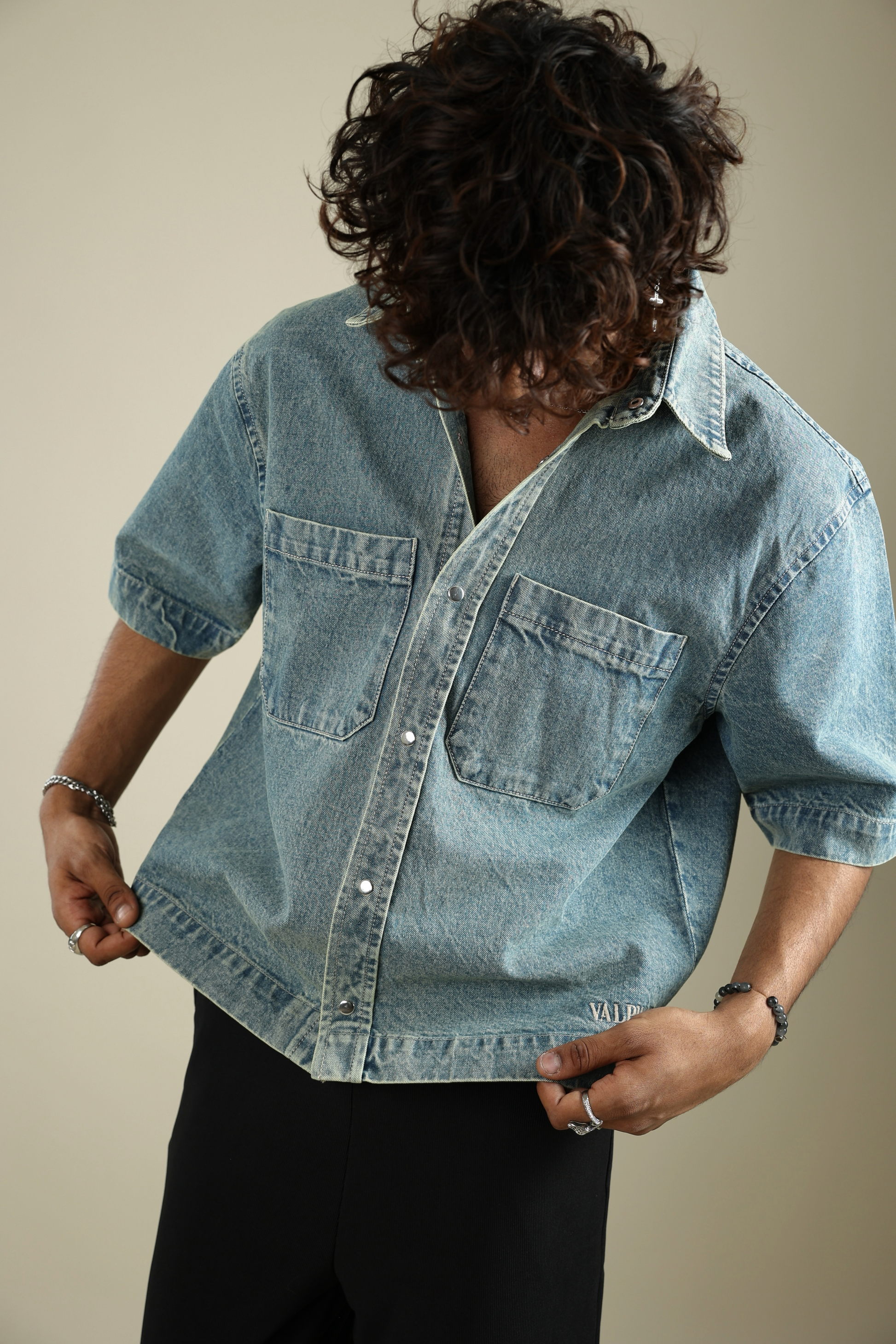 Blue Zircon Denim Shirt - Valphah