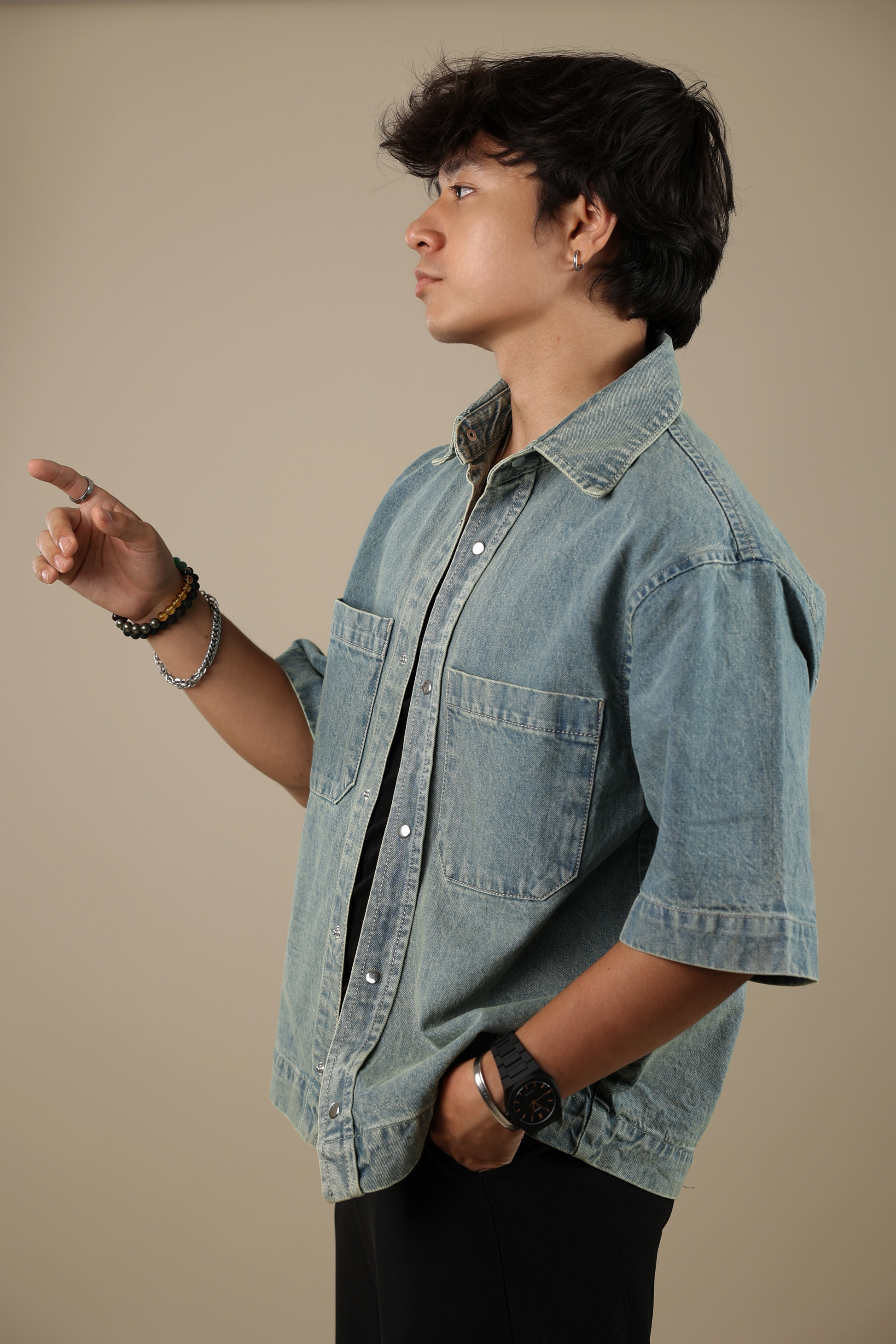 Blue Zircon Denim Shirt - Valphah