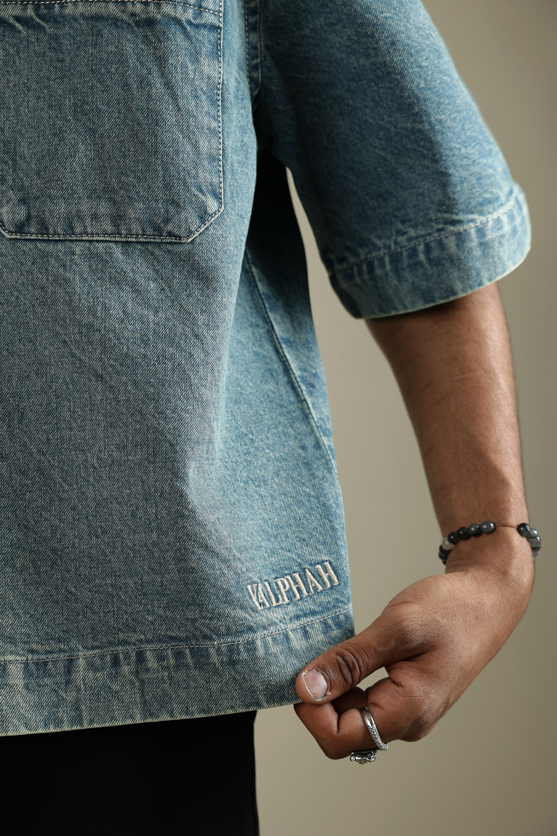 Blue Zircon Denim Shirt - Valphah
