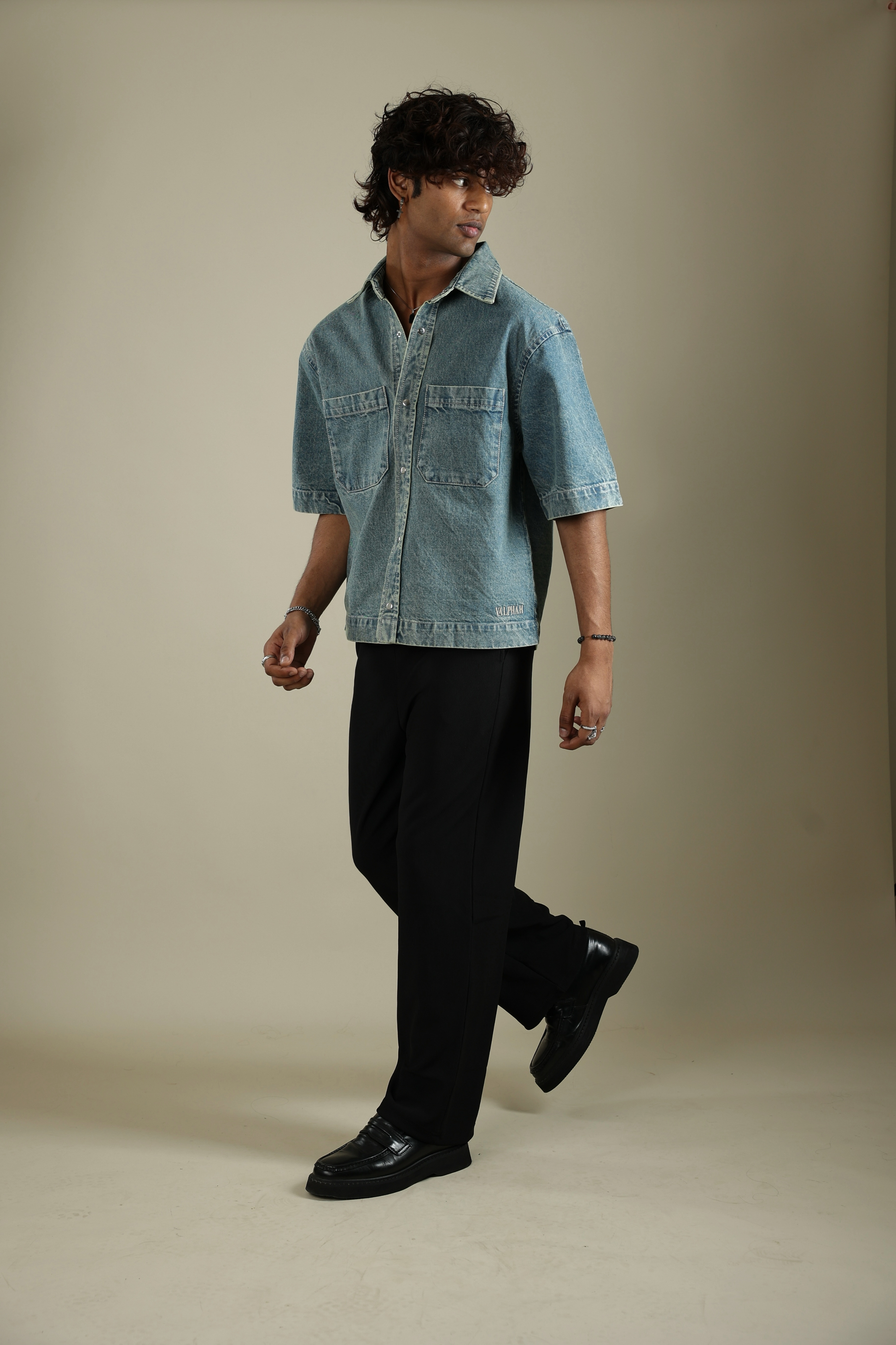 Blue Zircon Denim Shirt - Valphah