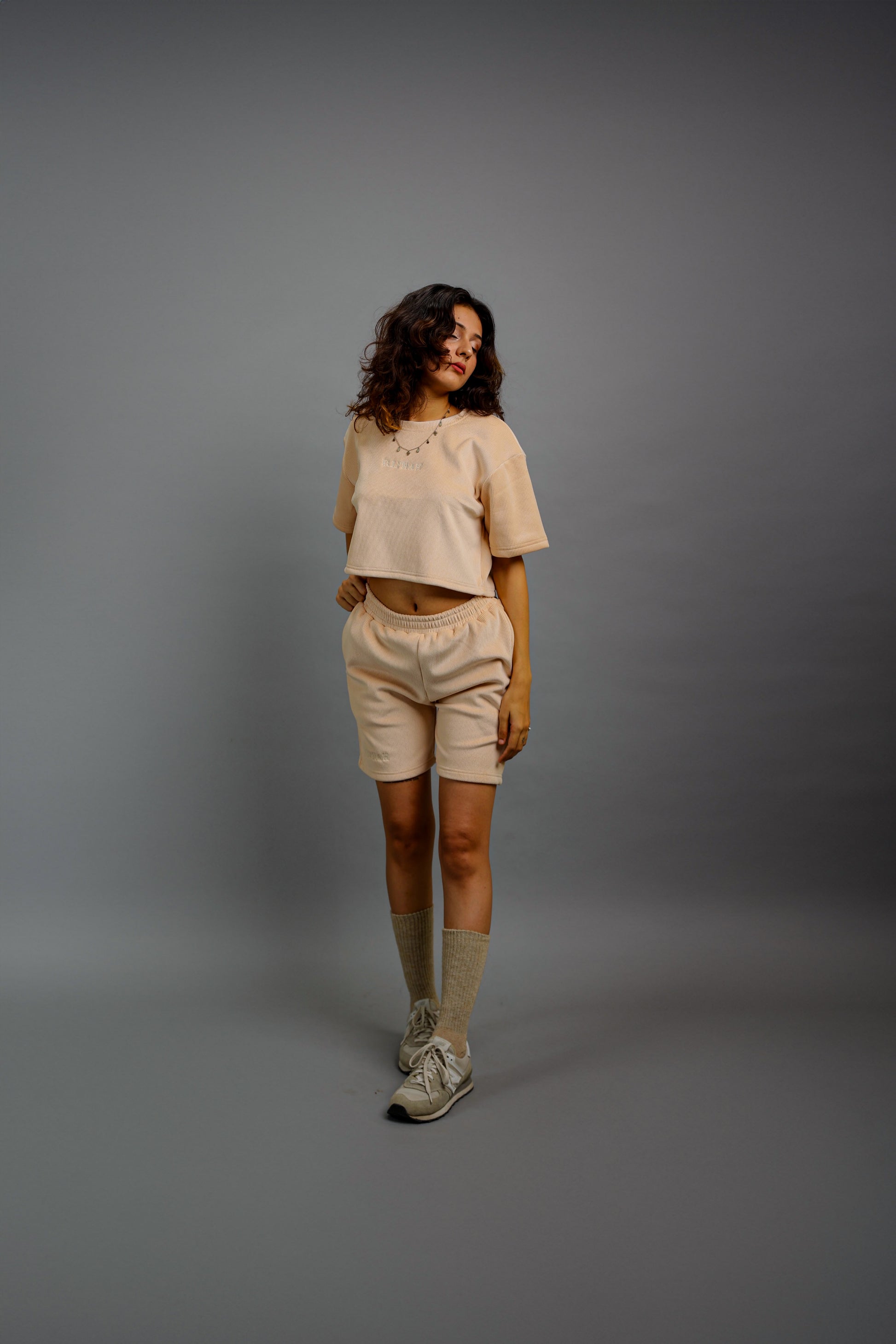 Champagne Oversized Cropped T-Shirt - Valphah