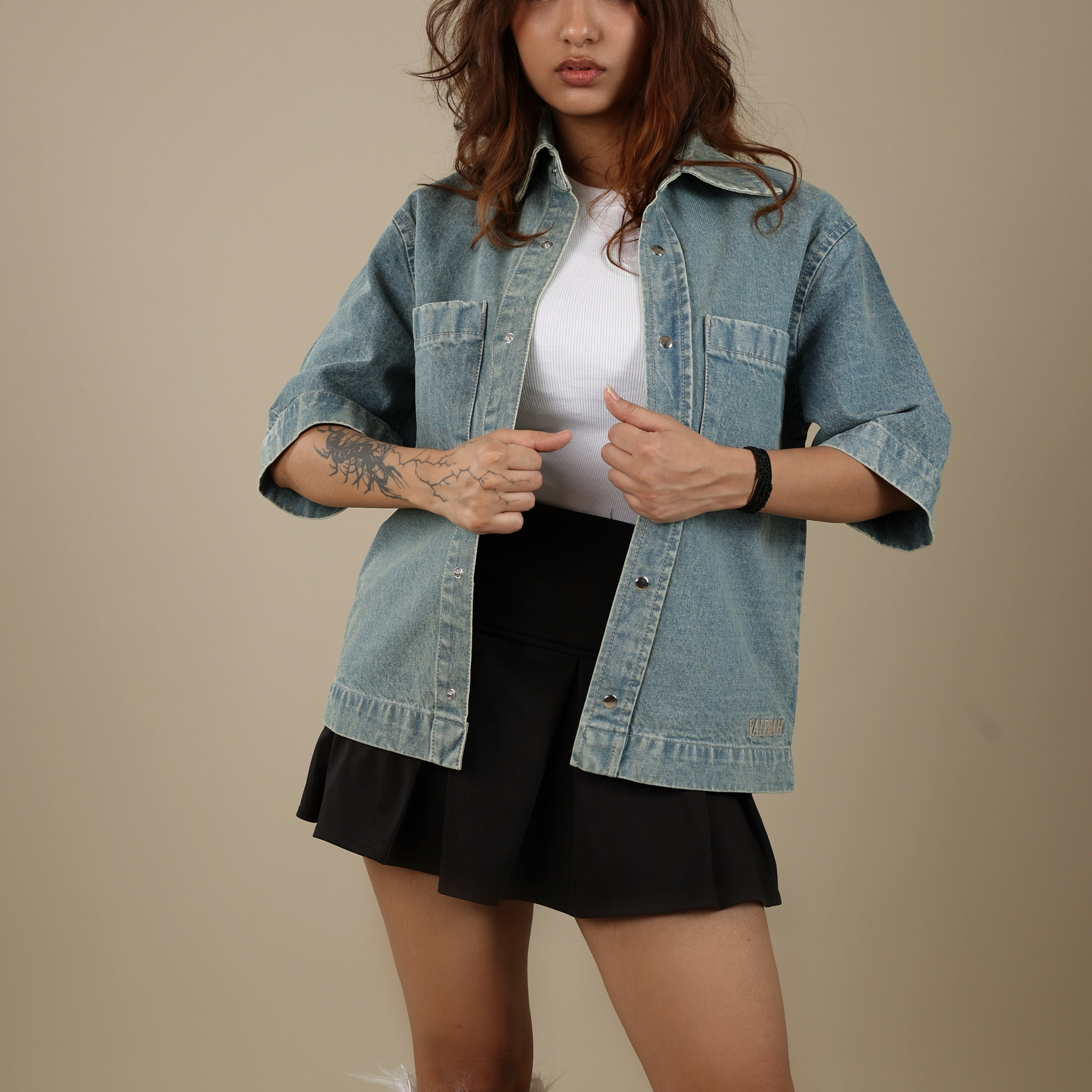Blue Zircon Denim Shirt - Valphah