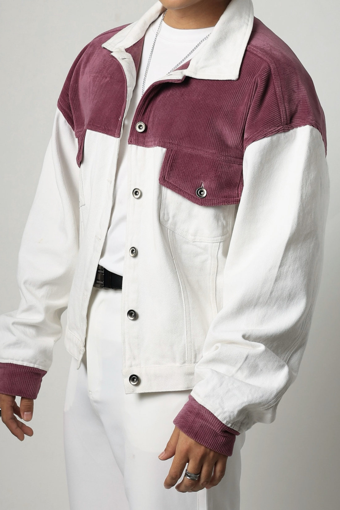 Rosette Ridge Denim Suede Jacket - Valphah