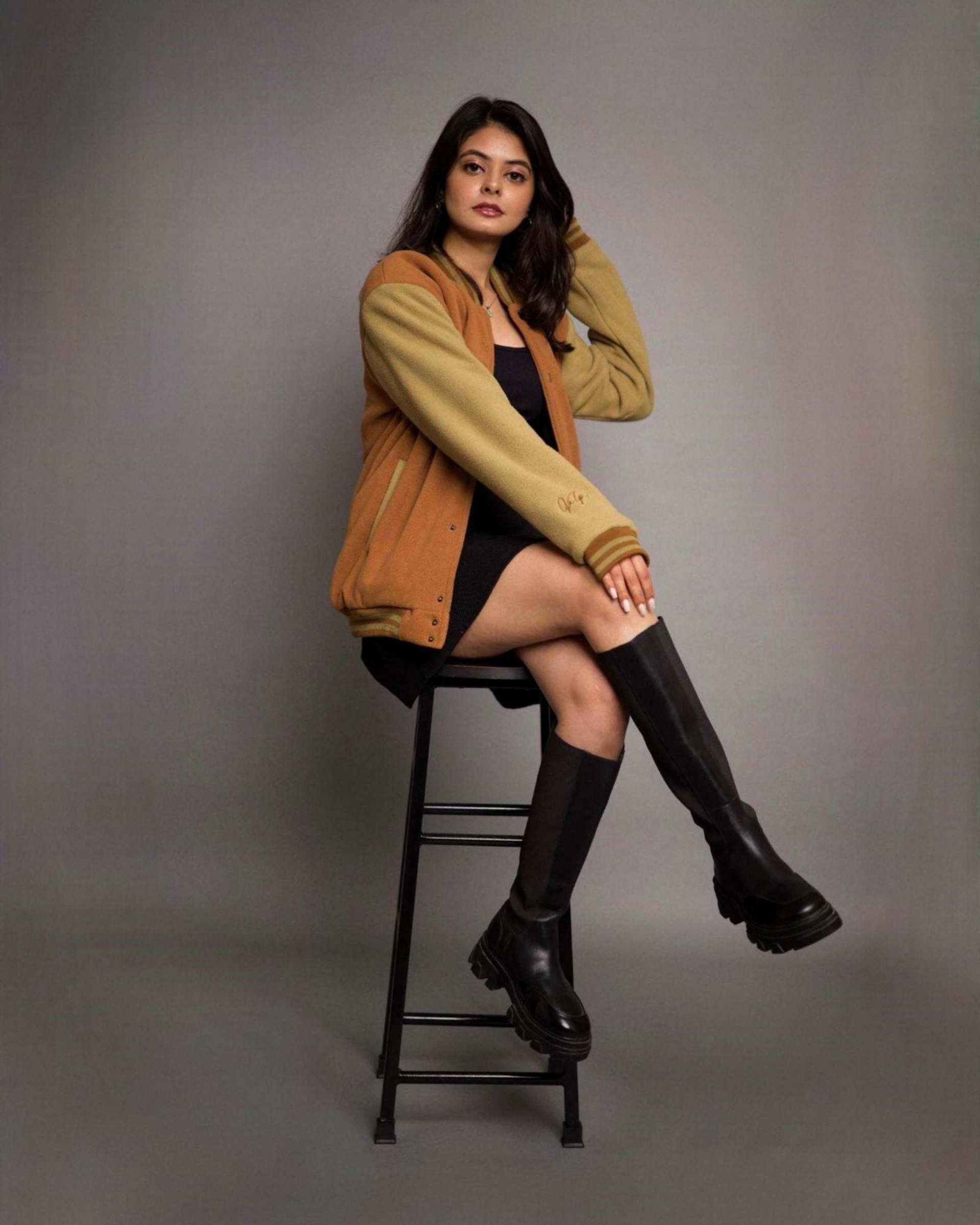 Vintage Brown and Beige Varsity Jacket