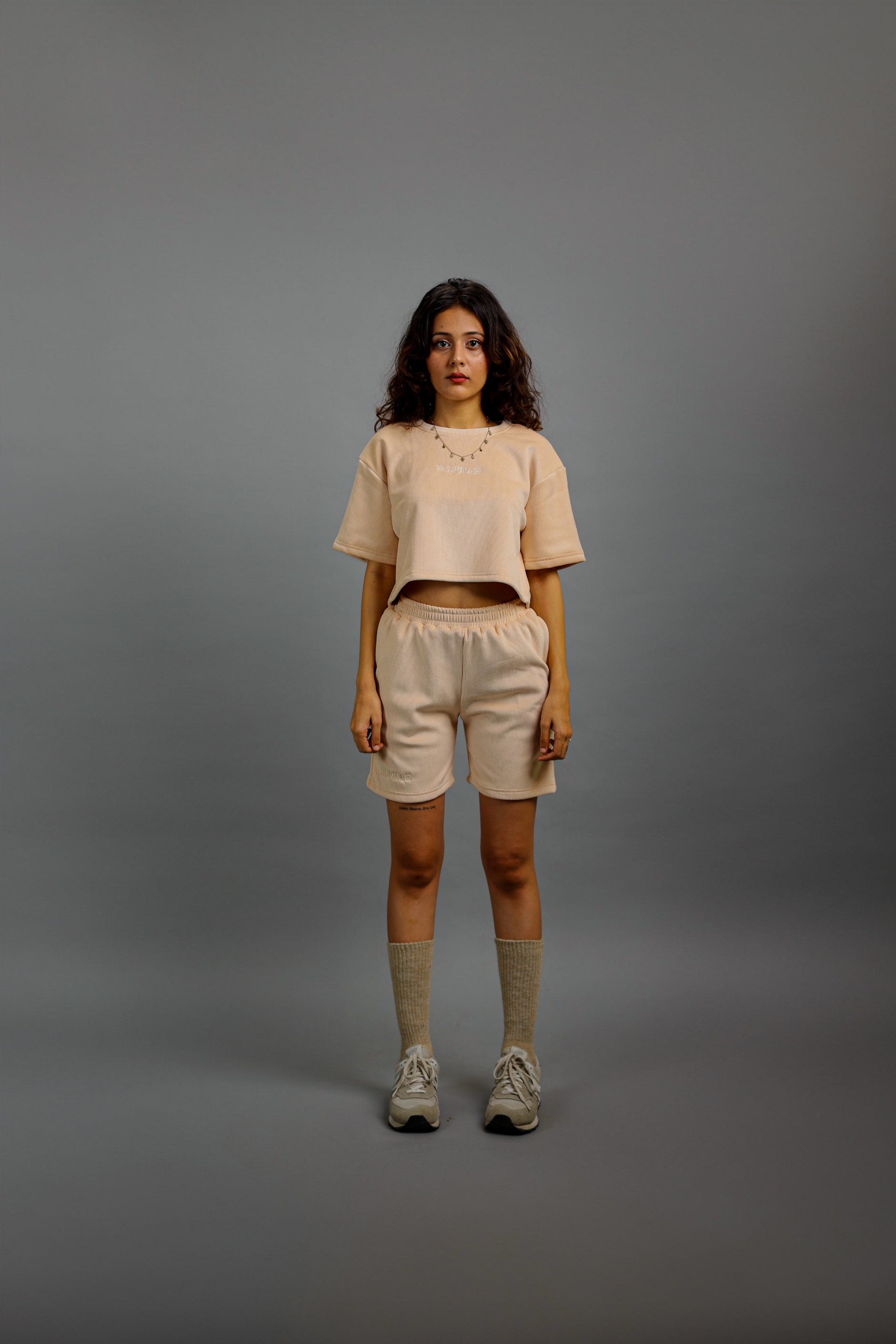 Champagne Oversized Cropped T-Shirt - Valphah