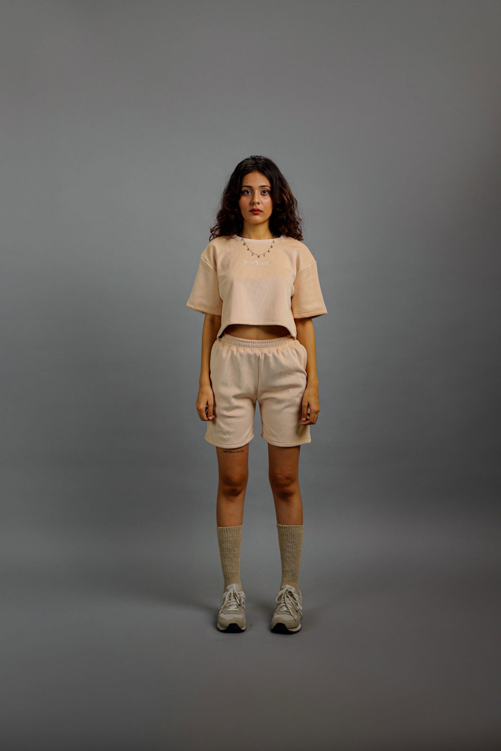 Champagne Oversized Cropped T-Shirt - Valphah - 