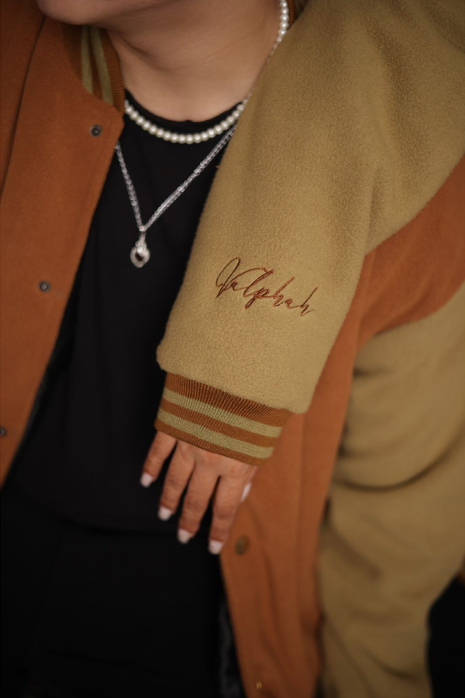 Vintage Brown and Beige Varsity Jacket - Valphah - 